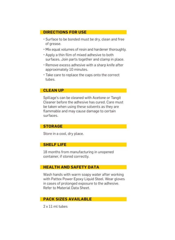PATTEX Power Epoxy Liquid Steel Two Part Adhesive, 2x11ml - Image 4