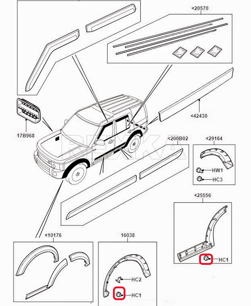 Rexka 10pcs Wheel Flare Moulding Clips DYC101420 Compatible with Land Rover Freelander Ranger Rover LR3 LR4 - Image 5