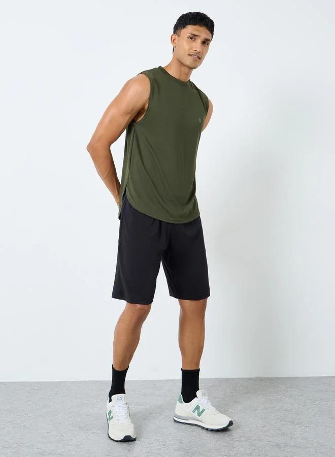 Styli Styli Breathable Knit Mesh Tank with Side Slit