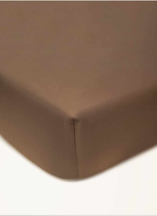 American Linen King Plain Fitted Sheet with 2 Pillow Case 200 x 200 Cm Coffee Brown  - Image 2