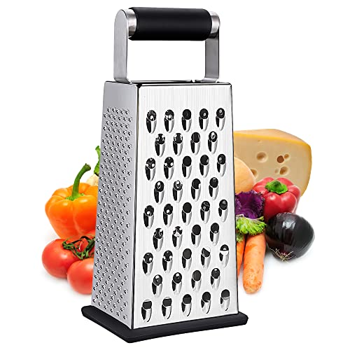 Kaishun Cheese Grater Box Grater for Cheese Stainless steel Vegetable Slicer Food Shredder 4sided Convenience for kitchen Wood