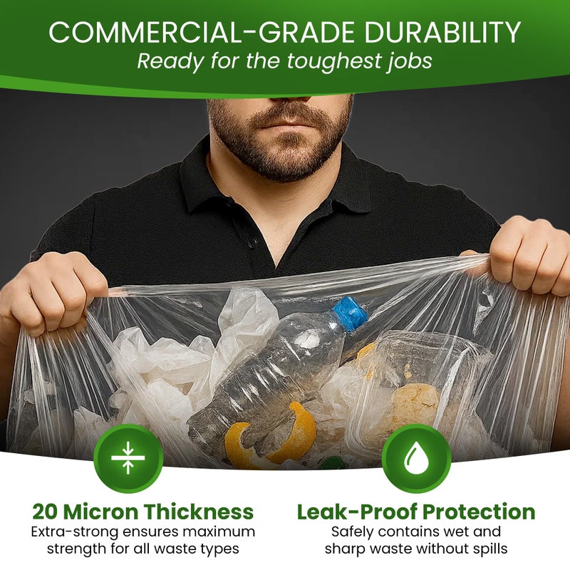 Betta 40-45 Gallon Clear High-Density Trash Bags, 150 Count Box, (40x48-inch) Commercial Medium-Duty Garbage Can Liners - Image 5