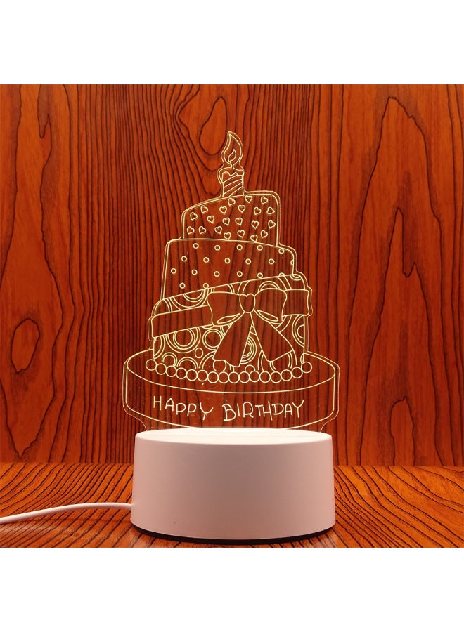 Swan Night Light Plug USB Bedside Lamp Creative Girl Cartoon 3D Table Lamp Bedroom LED Gift Lamp-Color:Birthday Cake-Dimensions:USB Charging Touch 7 Color (with Lithium Battery)  - Image 1