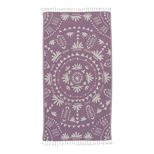 Sand Cloud Turkish Beach Towel - Sand Free - 100% Organic Turkish Cotton Yarn - Quick Dry Towel for Beach, Picnic Blanket or Throw - As Seen on Shark Tank - Boho (Purple) - Image 1