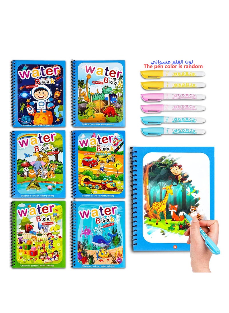 Water Coloring Books for Toddlers, Water Painting Book for Toddlers, Paint with Water Books for 3-5, Water Doodle Book Toys, Travel Toys for Toddlers, Toddler Travel Toys (6 Pack)  - Image 1