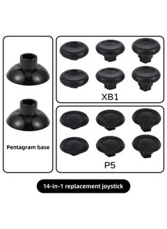 PS5/PS4/XB1/handle 14-in-1 Suit Universal Swing Head Replacement Rocker Button Cap-Product Color:PS5/XB1 Suit/14 In 1-Black/with Packaging