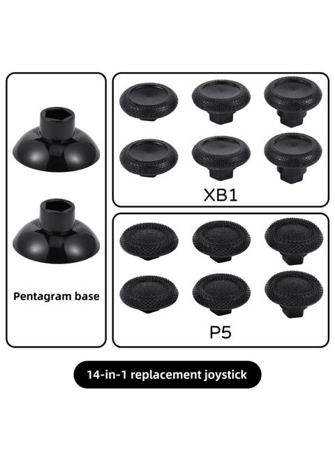 PS5/PS4/XB1/handle 14-in-1 Suit Universal Swing Head Replacement Rocker Button Cap-Product Color:PS5/XB1 Suit/14 In 1-Black/with Packaging