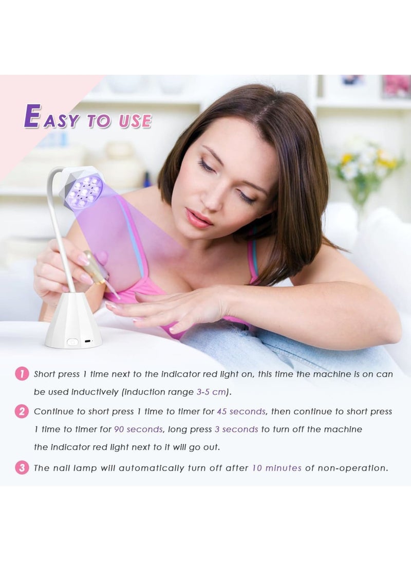 SOLARAE UV LED Nail Lamp with Sensor, 27W Mini Gel UV Light Nail Dryer for Gel Nails Polish Curing, Portable Small Manicure Dryer Flash Cure Light with Gooseneck for Salon Nail, Home Use, Travel - Image 4