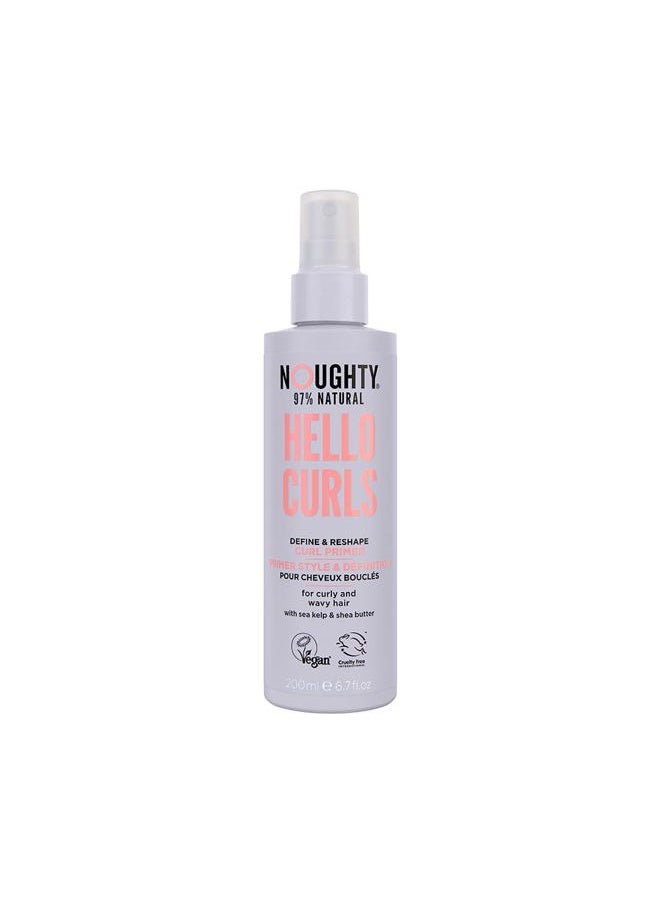 NOUGHTY - 97% Natural Hello Curl Define and Re-Shape Curl Primer, Vitamin Rich Formula for Curly and Wavy Styles, with Sea Kelp and Shea Butter, Sulphate Free Vegan Haircare 200 ml - Image 1