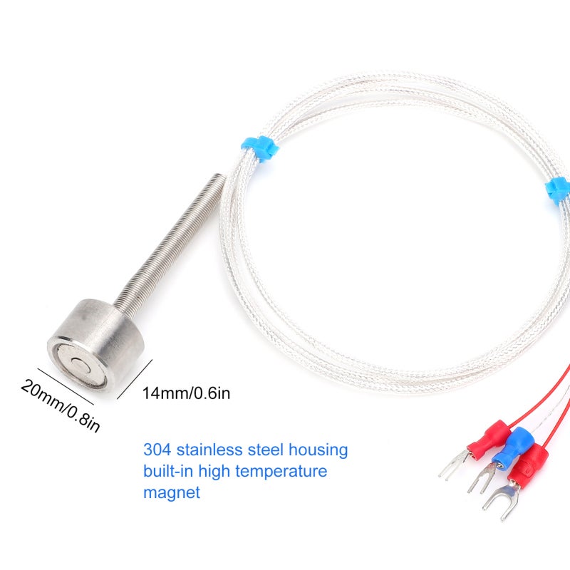 Temperature Sensor: 304 Stainless Steel - Quick Response High Accuracy - Waterproof Corrosion Resistant Probe With Magnetic Super Suction for Pump Motors Boilers Storage Tanks Heat Exchangers - Image 2
