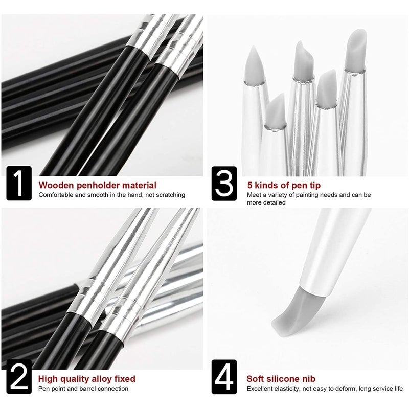 Generic 53ARTS Pottery Clay Sculpture Pen Excellent Elasticity 5pcs Silicone Watercolor Paint Silicone Pen NoClean Soft for Artist Pottery Lovers  - Image 4