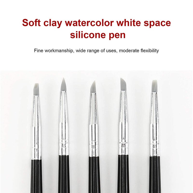 Generic 53ARTS Pottery Clay Sculpture Pen Excellent Elasticity 5pcs Silicone Watercolor Paint Silicone Pen NoClean Soft for Artist Pottery Lovers  - Image 3