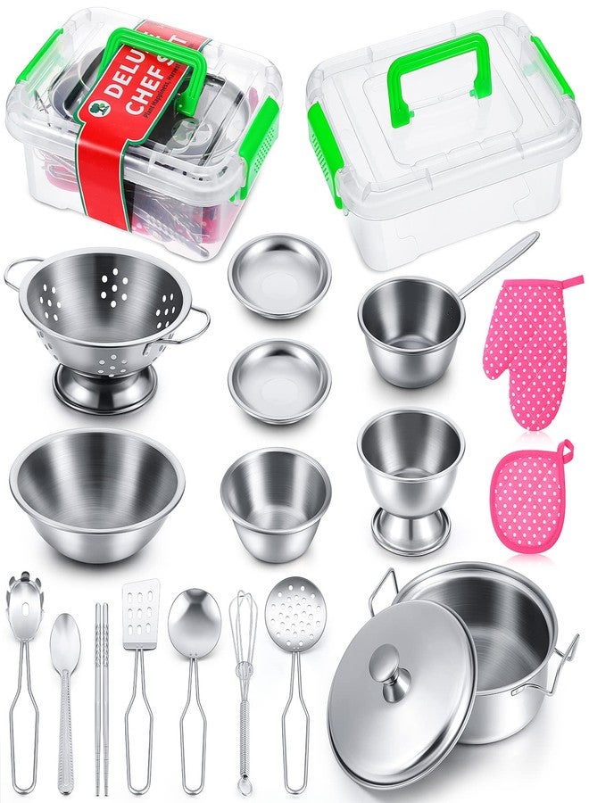 Zomiboo 19 Pieces Kitchen Accessories Toys - Stainless Steel Pretend Cookware Mini Pot Cooking Utensils Set for Chef Play Food Cooking Games - Christmas Birthday Gift - Image 1
