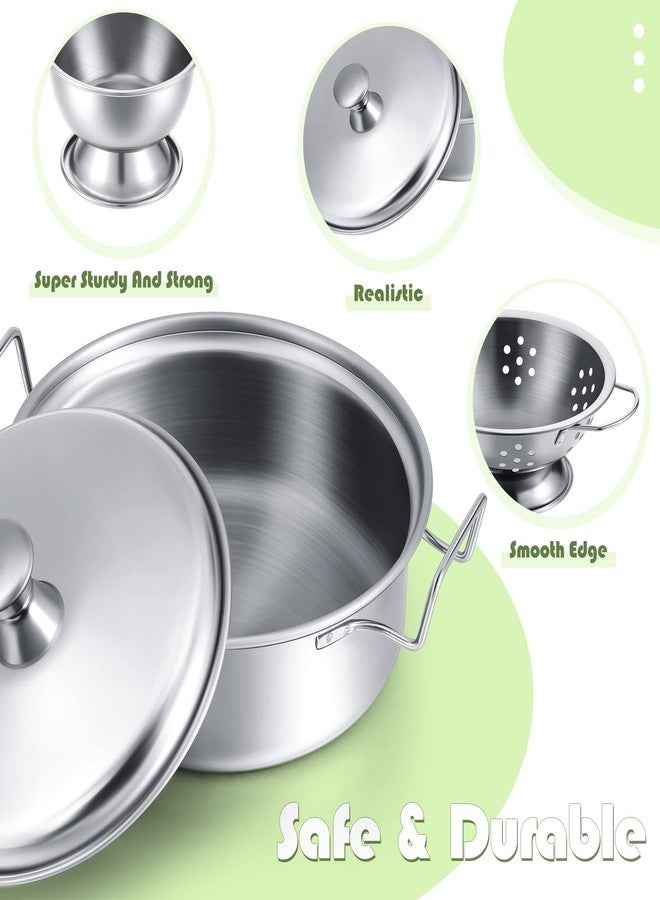 Zomiboo 19 Pieces Kitchen Accessories Toys - Stainless Steel Pretend Cookware Mini Pot Cooking Utensils Set for Chef Play Food Cooking Games - Christmas Birthday Gift - Image 5
