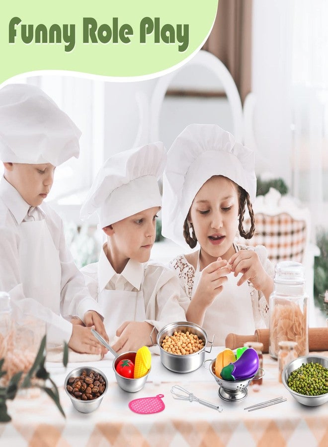 Zomiboo 19 Pieces Kitchen Accessories Toys - Stainless Steel Pretend Cookware Mini Pot Cooking Utensils Set for Chef Play Food Cooking Games - Christmas Birthday Gift - Image 3