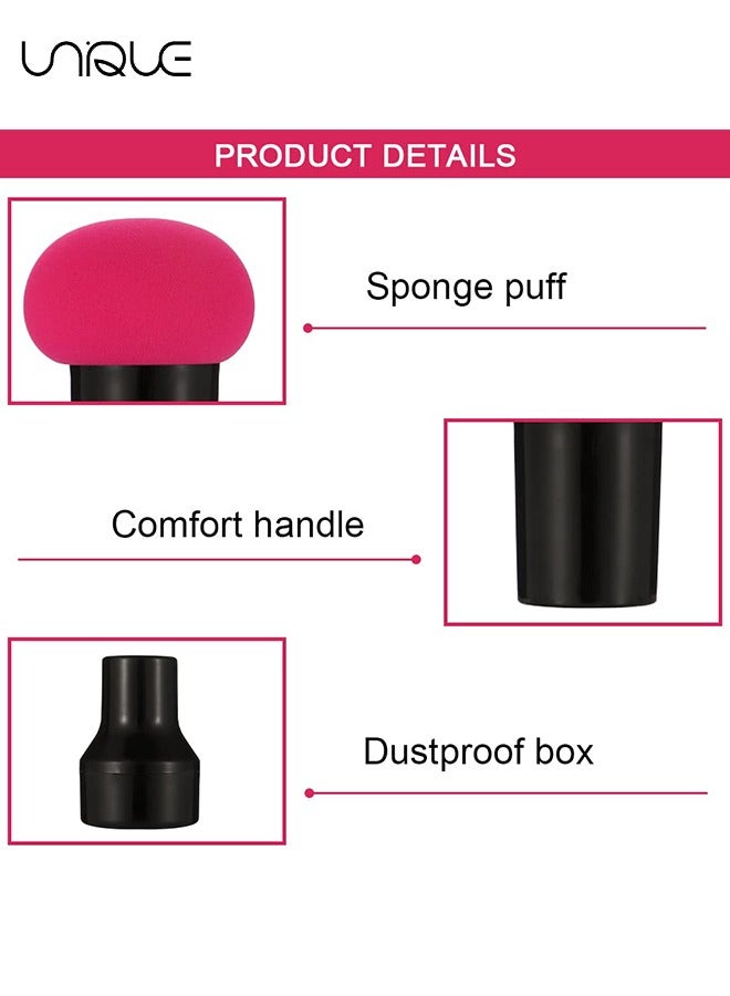 يونيك 2 قطع مسحوق نفث، ماكياج الإسفنج ماكياج مزج الإسفنج مسحوق نفخة الفطر الوجه مؤسسة الإسفنج أدوات ماكياج مع حالة مقبض لكريمات الأساس السائل والمساحيق - Image 3