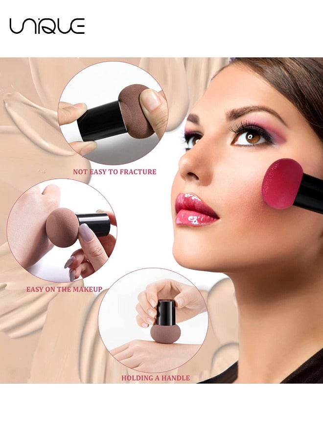 يونيك 2 قطع مسحوق نفث، ماكياج الإسفنج ماكياج مزج الإسفنج مسحوق نفخة الفطر الوجه مؤسسة الإسفنج أدوات ماكياج مع حالة مقبض لكريمات الأساس السائل والمساحيق - Image 5