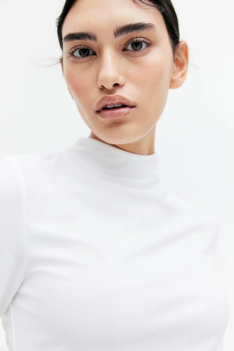 اتش اند ام Turtleneck microfibre top