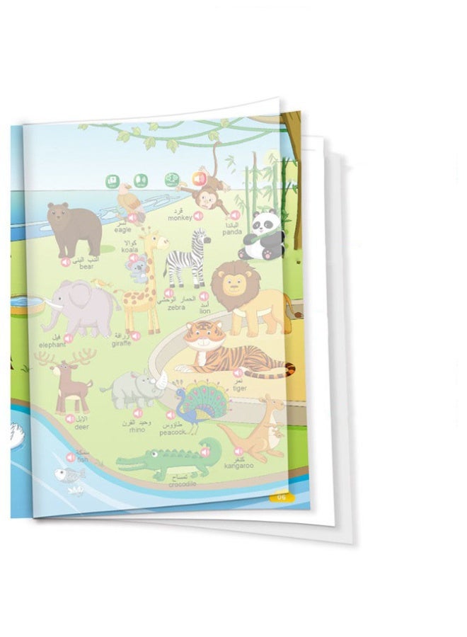 HALAMODO Arabic-English Bilingual Talking Book | Kids Interactive Sound Book | Smart Early Education Learning Toy | Arabic/English Dual Language | Alphabet+Animals+Transportation+Food | Finger Touch Technology | Clear Sound & Vibrant Graphics | Child-Safe Durable Design | Parent-Child Educational Toy - Image 4
