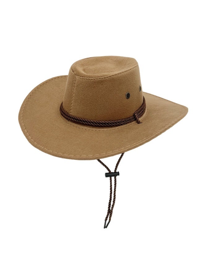 Classic Wide Brim Sun Protection Western Cowboy Style Hat with Adjustable Drawstring for Men Women Outdoor Travel Camping