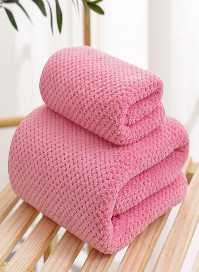 LINEAR Microfiber Bath Towel & Hand Towel Set/Towel for Bath/Microfiber Towels for Bath Large Size/Bath Towel for Men and Women/300 GSM (140 cms * 70 cms) Pack of 2 (Pink & Blue) - Image 3