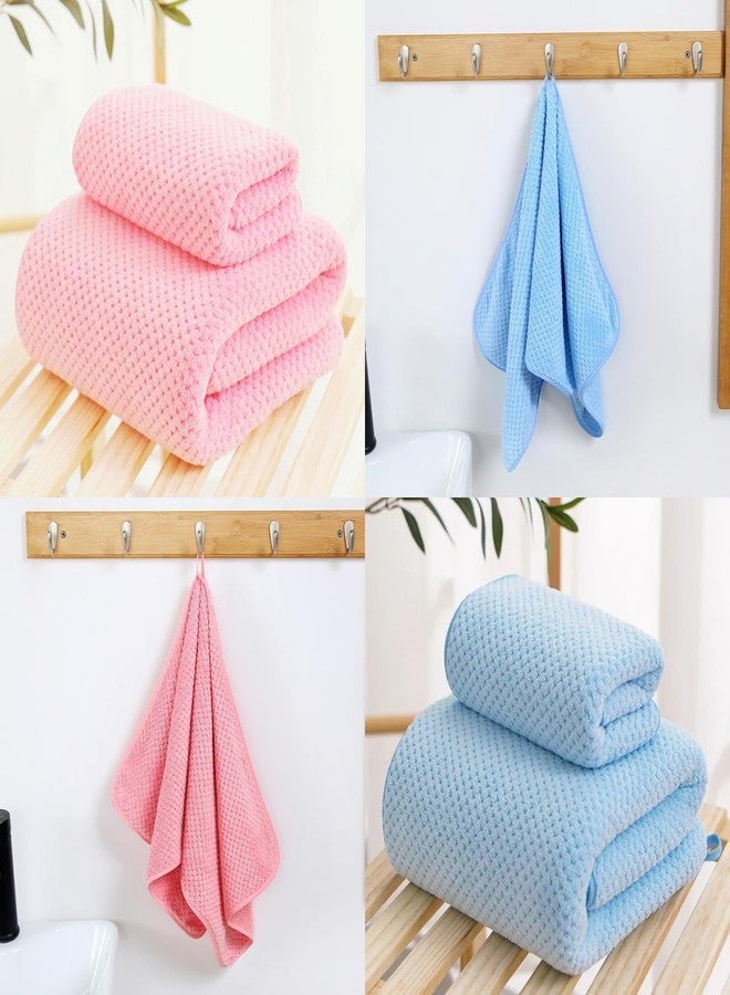 LINEAR Microfiber Bath Towel & Hand Towel Set/Towel for Bath/Microfiber Towels for Bath Large Size/Bath Towel for Men and Women/300 GSM (140 cms * 70 cms) Pack of 2 (Pink & Blue) - Image 1