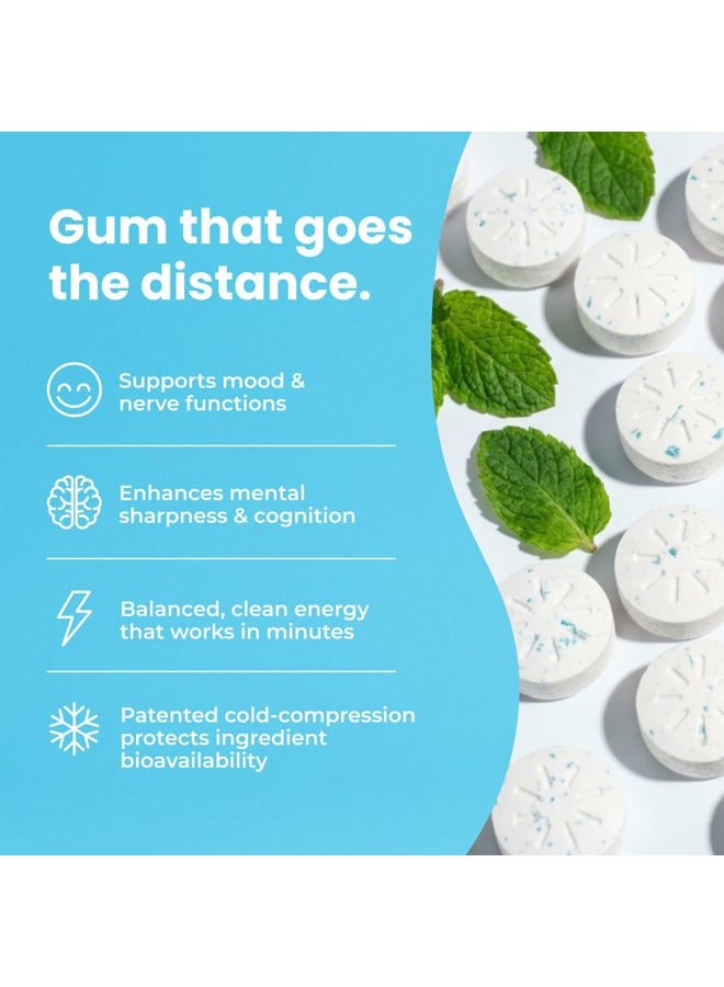Neuro Gum Energy Caffeine Gum (90 Pieces) - Sugar Free with L-theanine + Natural Caffeine + Vitamin B12 & B6 - Nootropic Energy & Focus Supplement for Women & Men - Keto & Vegan, Peppermint Flavor - Image 3
