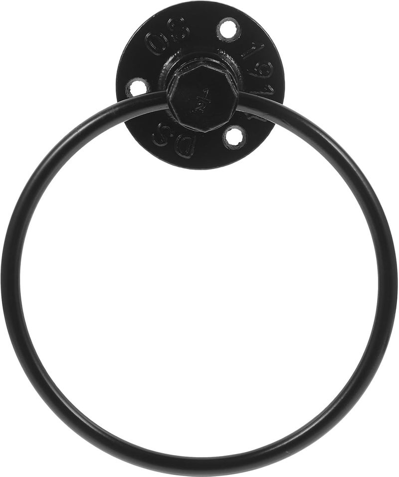 KICHOUSE Industrial Black Iron Towel Ring Wall-Mounted Hand Towel Rack Bathroom Organizer Retro Style Home Kitchen Bathroom Accessories - Image 1