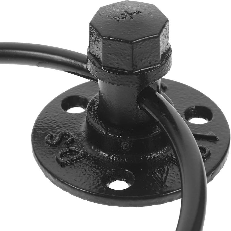 KICHOUSE Industrial Black Iron Towel Ring Wall-Mounted Hand Towel Rack Bathroom Organizer Retro Style Home Kitchen Bathroom Accessories - Image 3
