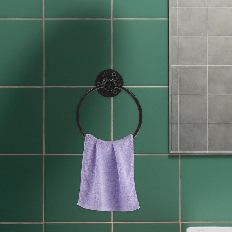 KICHOUSE Industrial Black Iron Towel Ring Wall-Mounted Hand Towel Rack Bathroom Organizer Retro Style Home Kitchen Bathroom Accessories - Image 4