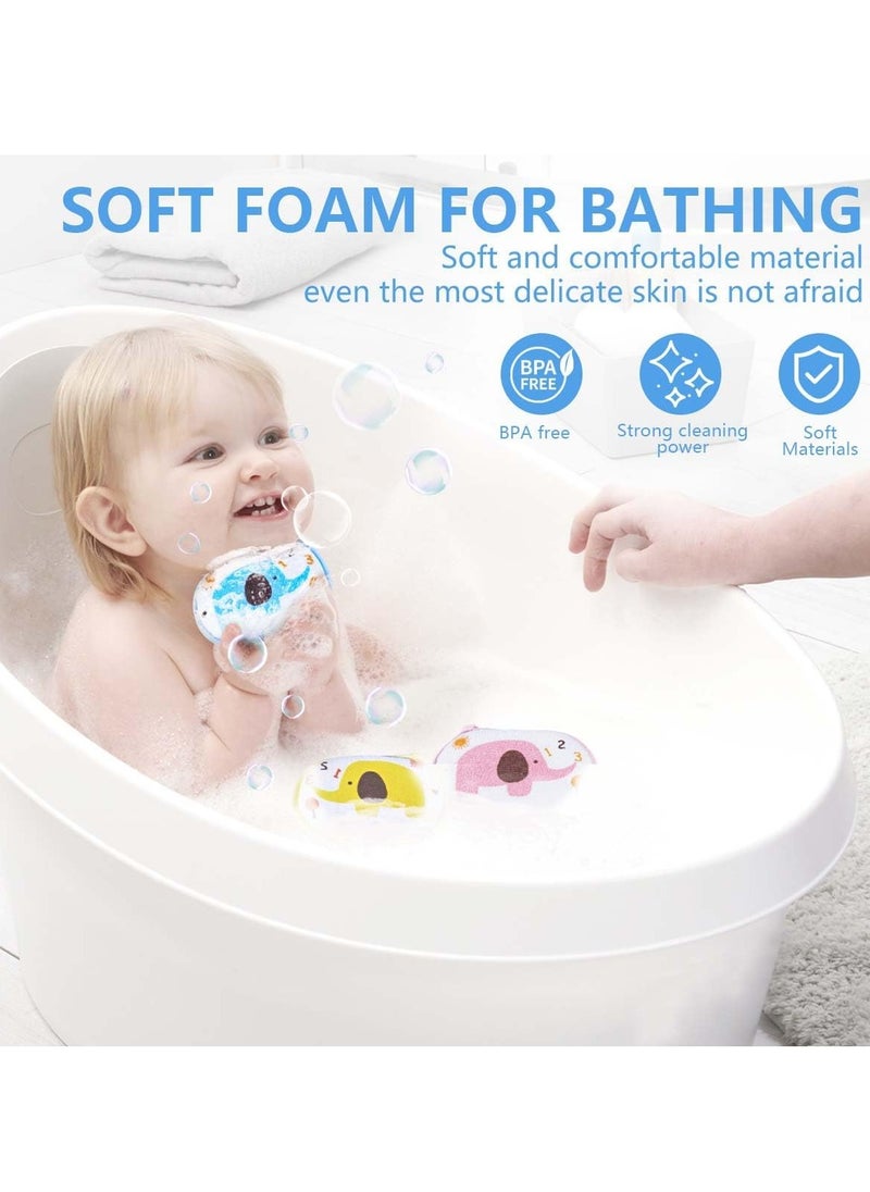 Generic - Baby Bath Sponge Soft Foam Scrub Natural Sponge for Bath, Shower Scrub Body Sponge for Kids/Babies (Blue Elephant) - Image 1