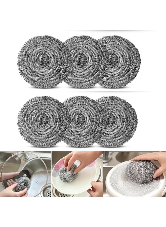 AMM 6 PCS Heavy Duty Stainless Steel Scrubbers – Rust Resistant Metal Scouring Pads for Pots, Pans, Dishes & Grill Cleaning – Strong Kitchen Cleaning Scrubbers Multi Pac - Image 1