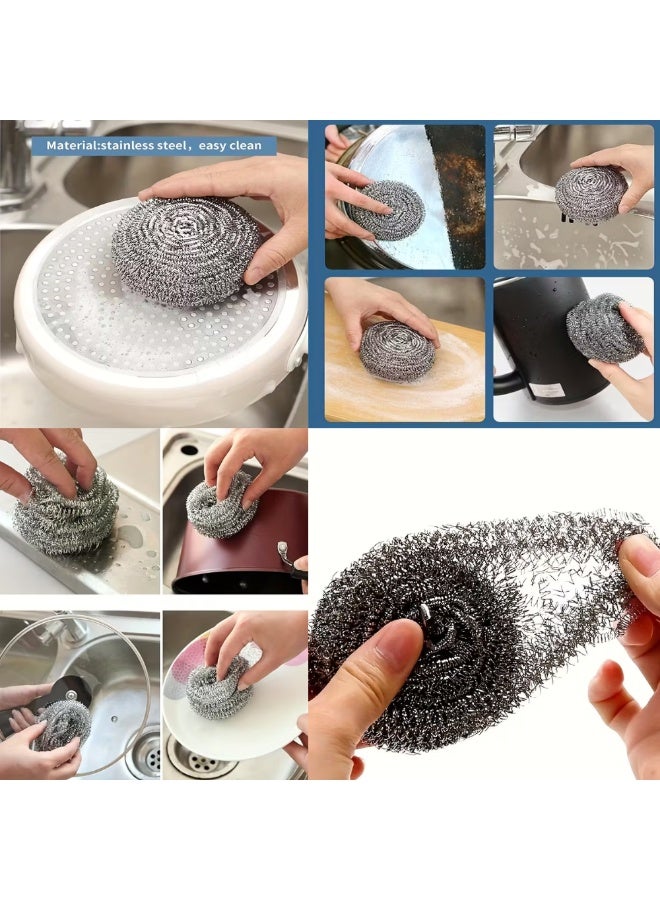 AMM 6 PCS Heavy Duty Stainless Steel Scrubbers – Rust Resistant Metal Scouring Pads for Pots, Pans, Dishes & Grill Cleaning – Strong Kitchen Cleaning Scrubbers Multi Pac - Image 3