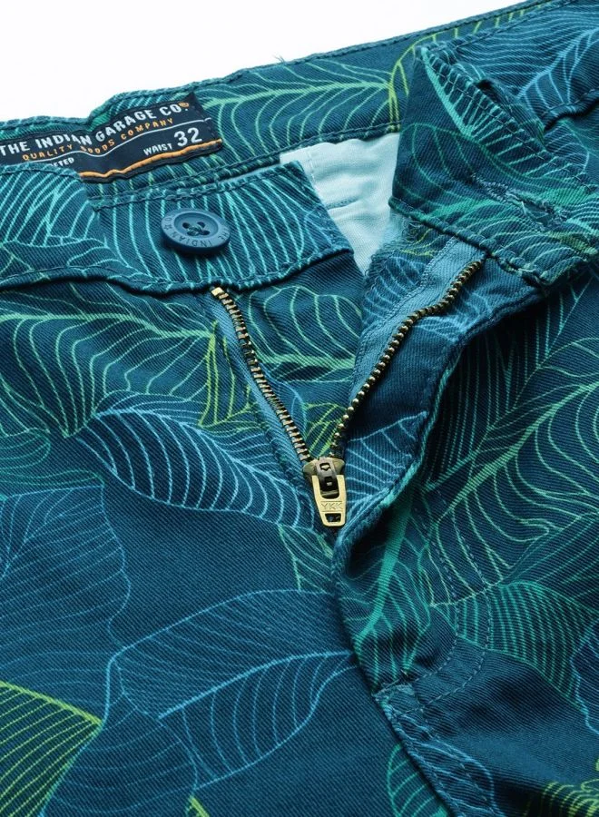 شركة المرآب الهندية Men Slim Fit Printed Mid-Rise Shorts