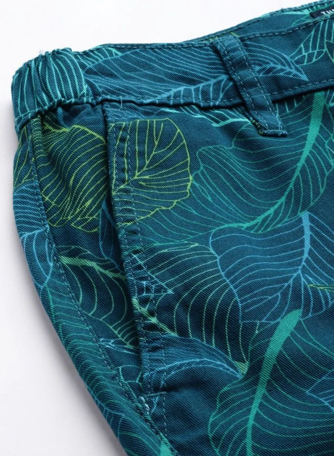 شركة المرآب الهندية Men Slim Fit Printed Mid-Rise Shorts