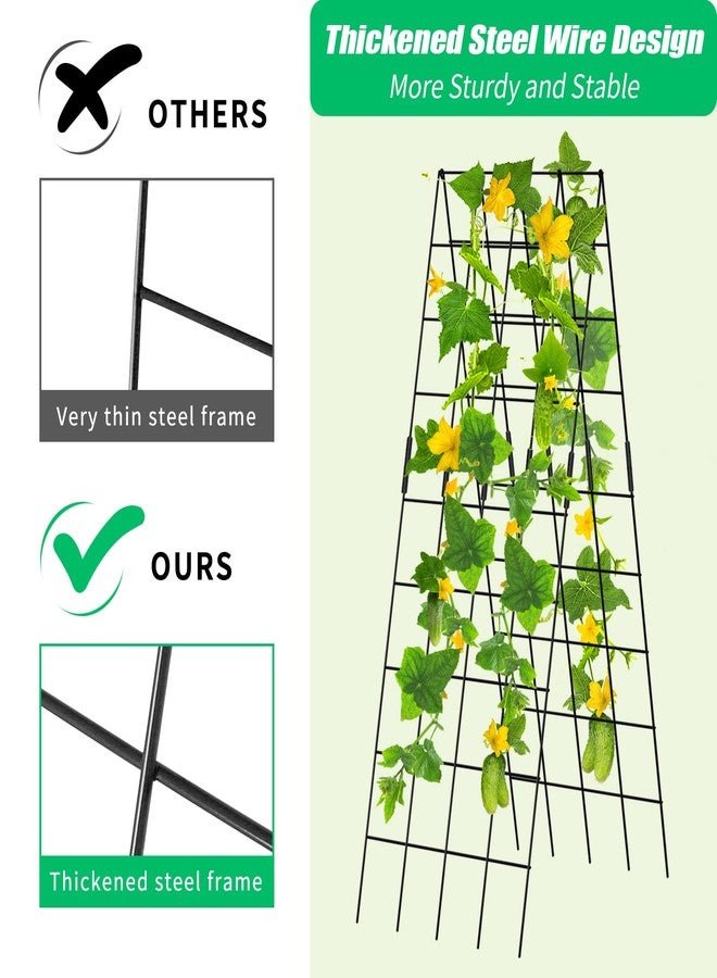DoCred Cucumber Trellis, 2 Pack Foldable A Frame Trellis for Raised Bed Climbing Plants, Vegetables, Includes Plant Support Clips, Twist Ties, Plastic Ties- Made from PVC-Coated Steel - Image 3