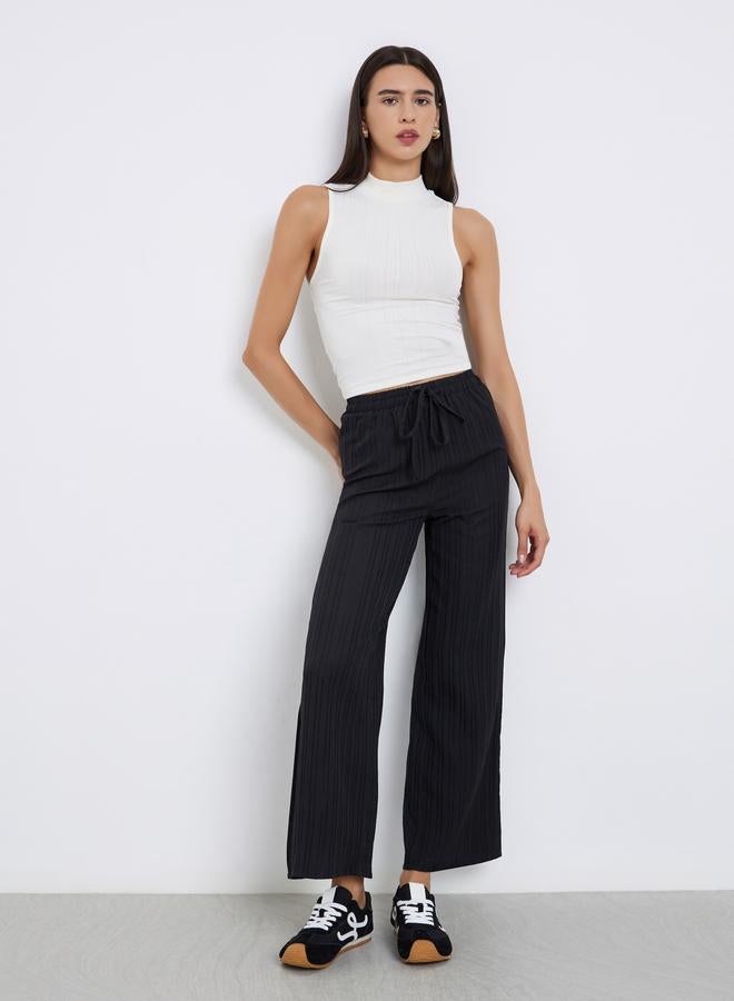 Take Two Textured Wide Leg Pants With Drawstring - Image 2