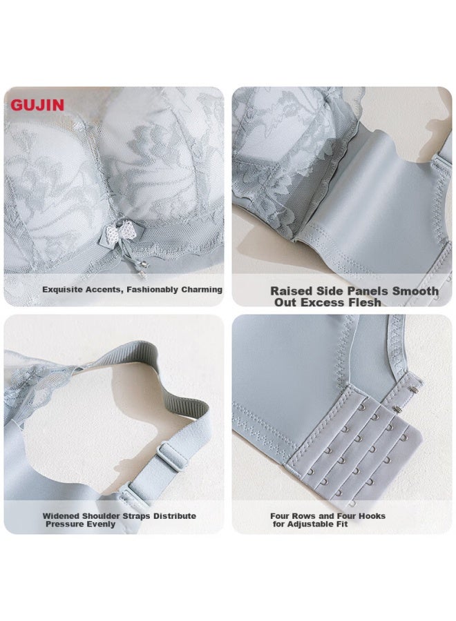 Gujin Sweet Style Lace Lightweight Wireless Women's Bra Small Bust Push-up Side Support Bra - Image 2