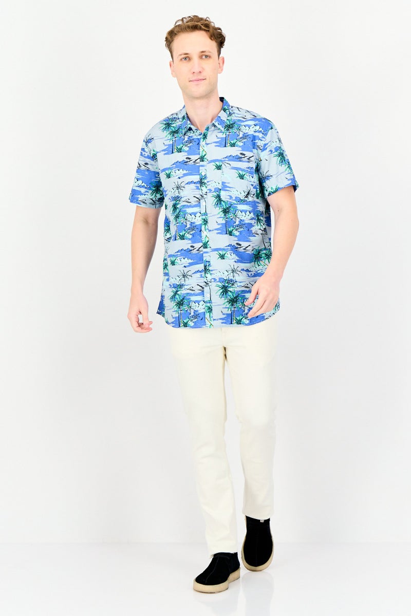 NAUTICA Men Regular Fit Short Sleeve Allover Print Casual Shirt, Multicolor - Image 2