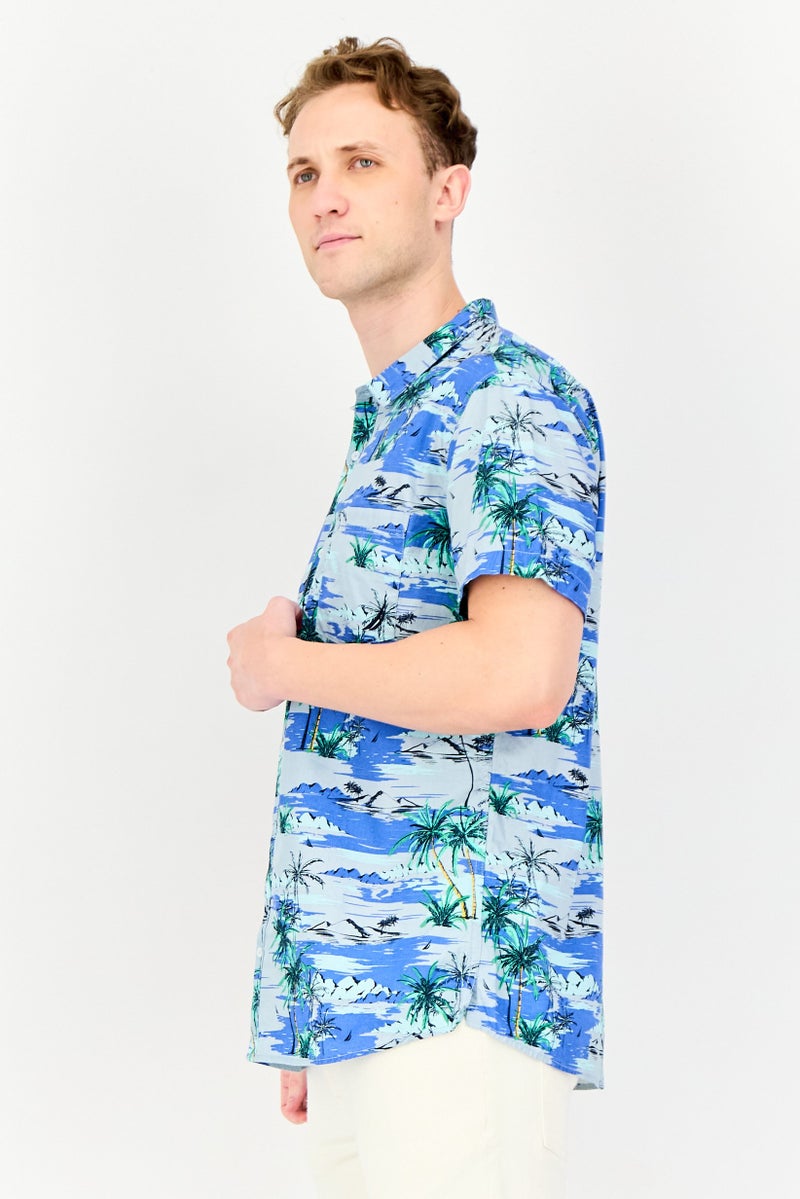 NAUTICA Men Regular Fit Short Sleeve Allover Print Casual Shirt, Multicolor - Image 4