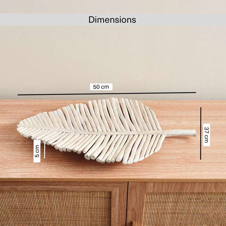 Pan Home Drift Teak Wood Leaf Platter - White Wash - Image 5