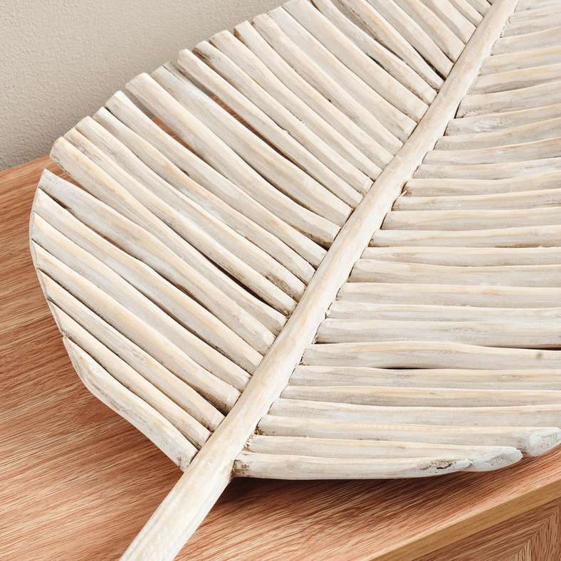Pan Home Drift Teak Wood Leaf Platter - White Wash - Image 2