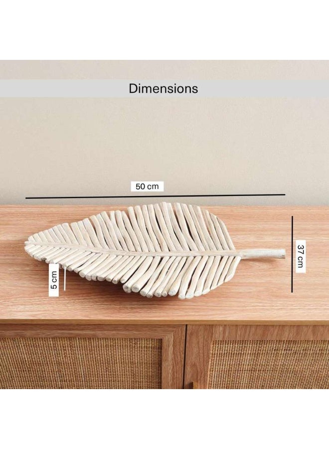 Pan Home Drift Teak Wood Leaf Platter - White Wash - Image 5