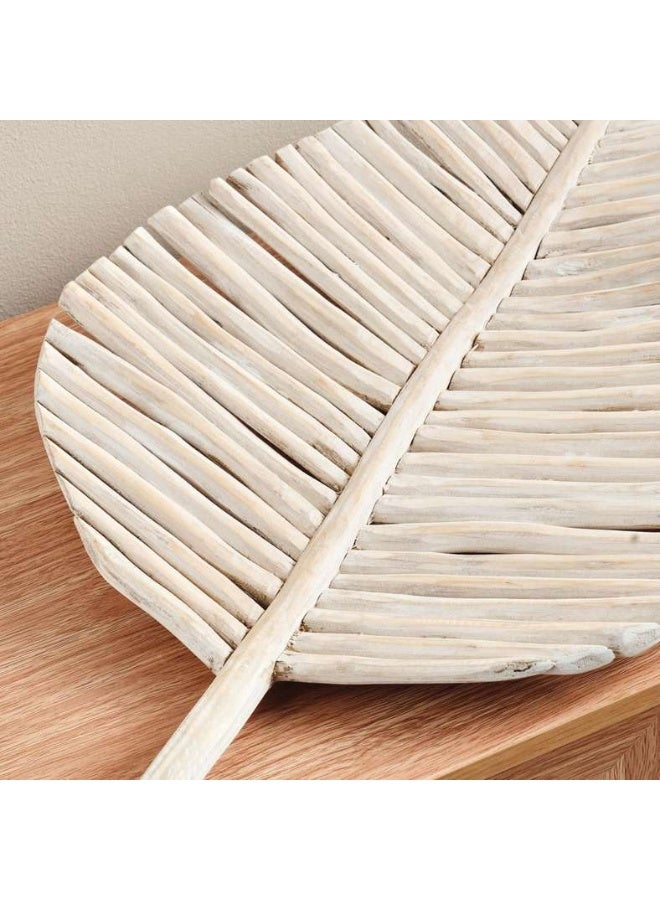 Pan Home Drift Teak Wood Leaf Platter - White Wash - Image 2