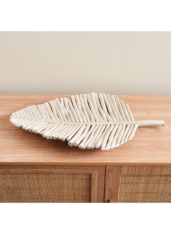 Pan Home Drift Teak Wood Leaf Platter - White Wash - Image 3
