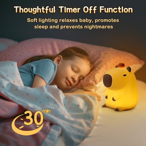 LEDHOLYT Capybara Cute Night Light for Kids, Rechargeable LED Dimmable Silicone Nightlight for Kids,Funny Light Up Capibara,Squishy Capybara Lamp Xmas Gifts - Image 3