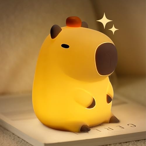 LEDHOLYT Capybara Cute Night Light for Kids, Rechargeable LED Dimmable Silicone Nightlight for Kids,Funny Light Up Capibara,Squishy Capybara Lamp Xmas Gifts - Image 1