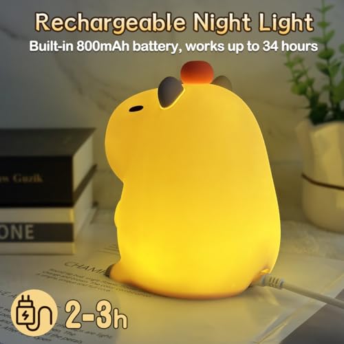 LEDHOLYT Capybara Cute Night Light for Kids, Rechargeable LED Dimmable Silicone Nightlight for Kids,Funny Light Up Capibara,Squishy Capybara Lamp Xmas Gifts - Image 5