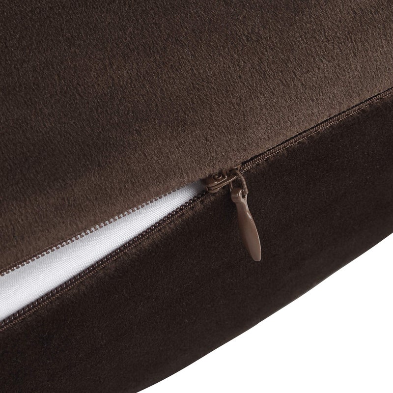 Mixhug Set of 2 Cozy Velvet Rectangle Decorative Throw Pillow Covers for Couch and Bed, Coffee Brown, 12 x 20 Inches - Image 2