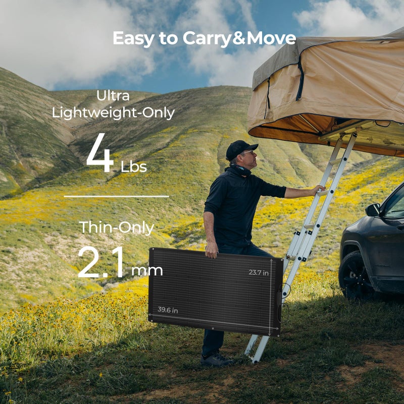 BougeRV Arch 100 Watt Fiberglass Flexible Solar Panel 23% High-Efficiency, 270Â° Lightweight Portable Bendable 12 Volts 10BB Mono Cell for RV Camping Home Boat Marine Curve Surface Black - Image 5